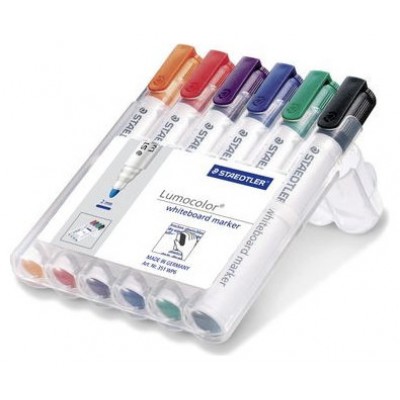 ESTUCHE 6 PZAS LUMOCOLOR WHITEBOARD MARKER 351, SURT. STAEDTLER 351 WP6 (Espera 4 dias)